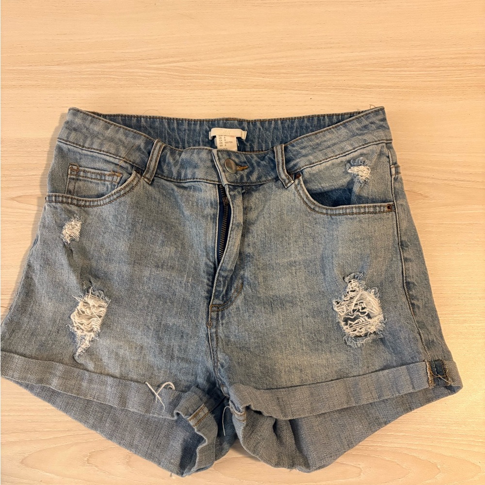H&M Blue Distressed Jean Shorts